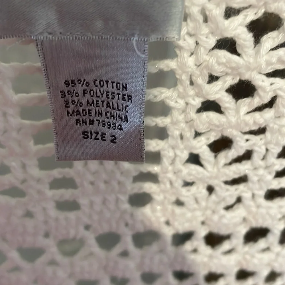 Chico's White Fringe Swim Coverup with Lace Pattern - Picture 5 of 10